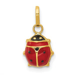 Gold Polished Ladybug Pendant - 7.5 x 14 mm
