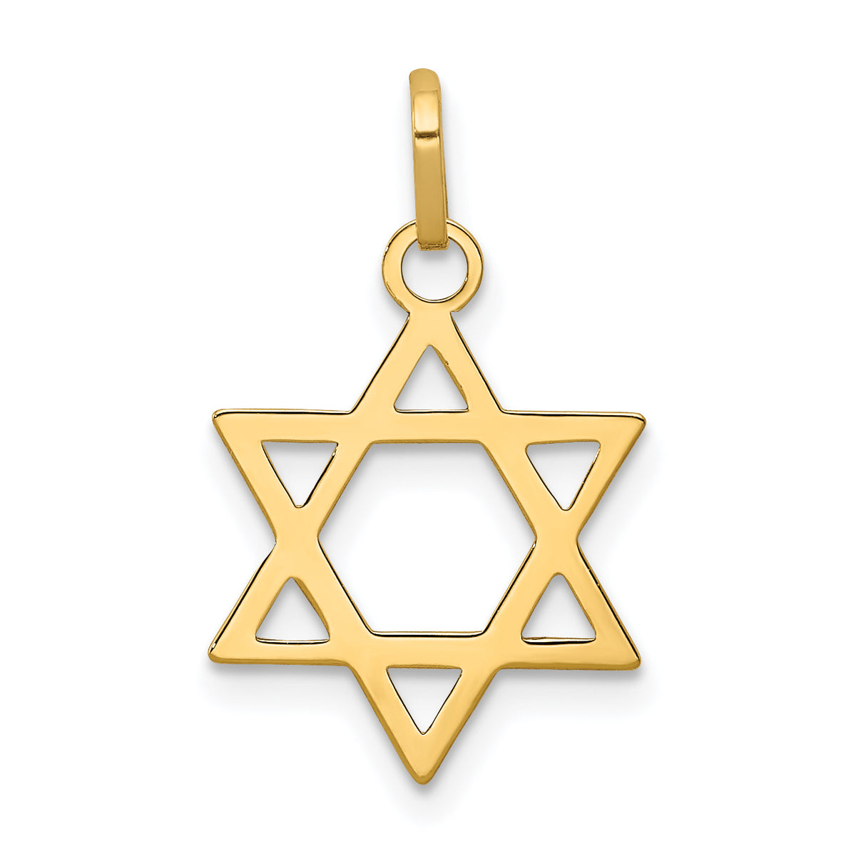 14k Yellow Gold Star of David Pendant, 21 x 14 mm
