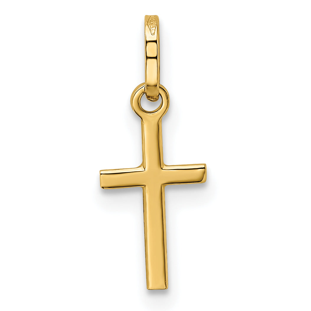 Gold Flat Cross Pendant - 8 x 19 mm