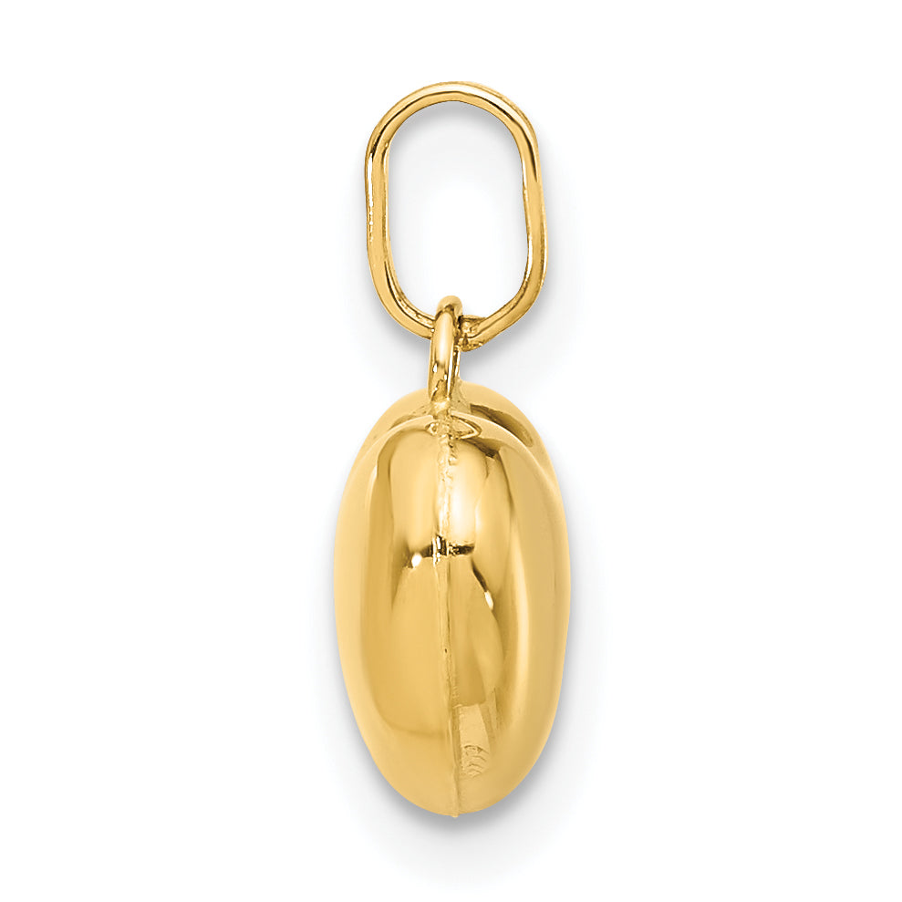 Gold 3D Heart Charm - 14k Yellow Gold