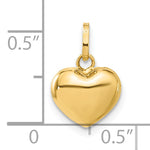 Gold 3D Heart Charm - 14k Yellow Gold