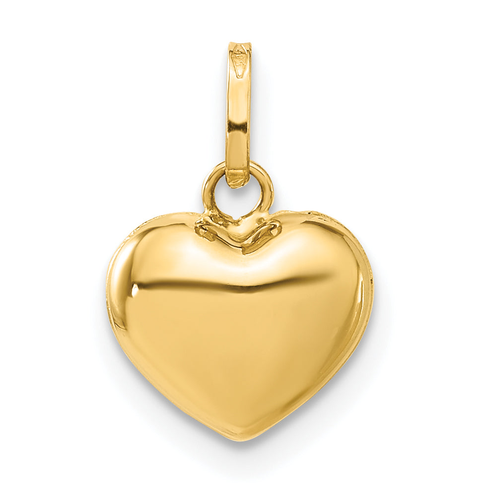 Gold 3D Heart Charm - 14k Yellow Gold