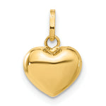 Gold 3D Heart Charm - 14k Yellow Gold