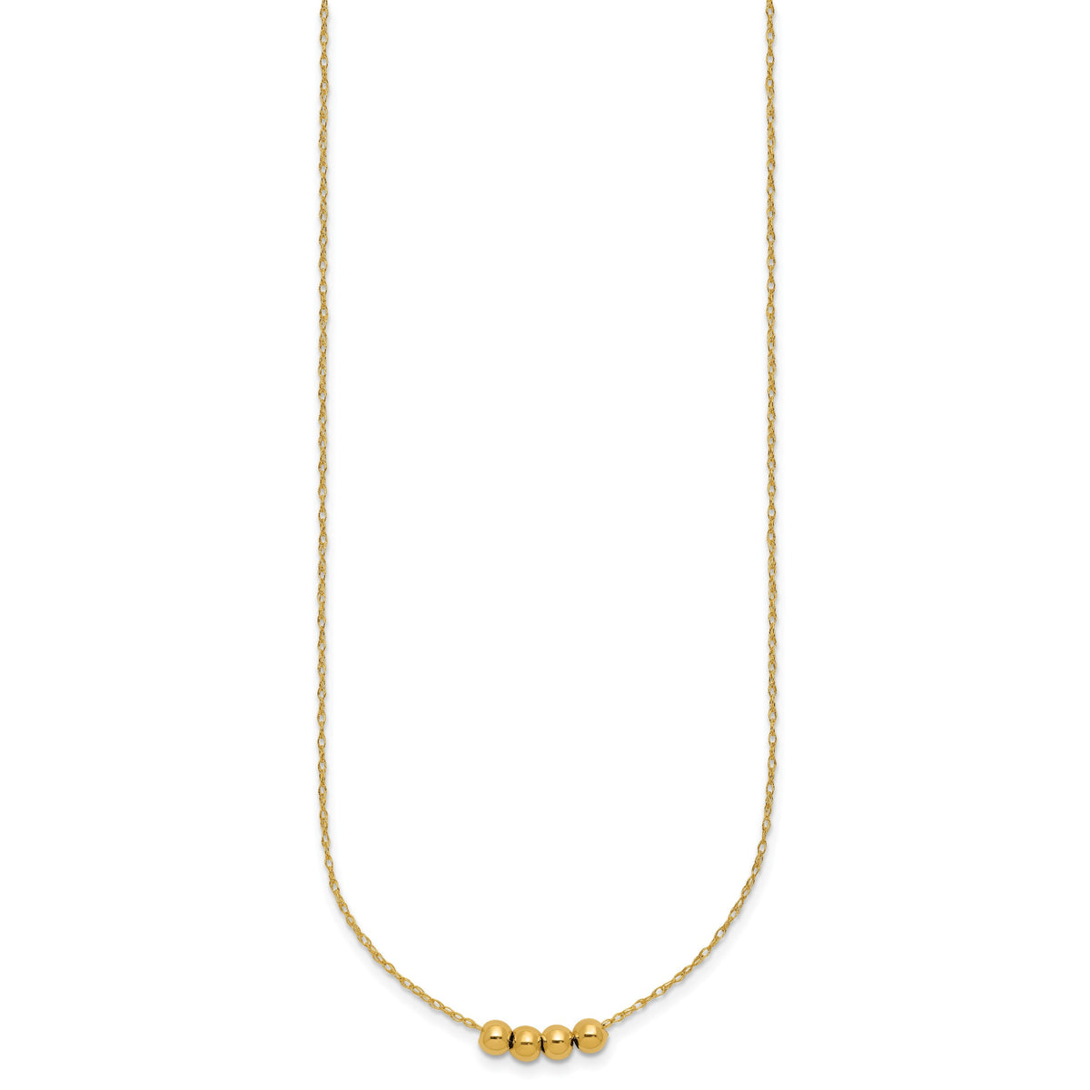 14k Yellow Gold Chain with Four 4mm Spacer Beads 18 inch Necklace, view 2