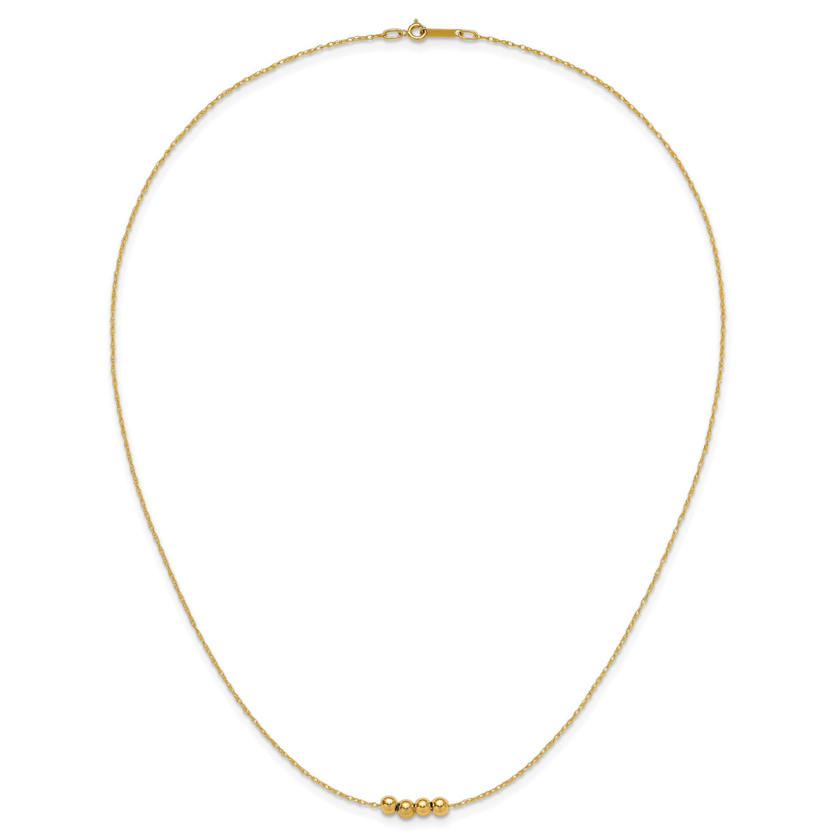 14k Yellow Gold Chain with Four 4mm Spacer Beads 18 inch Necklace, view 5