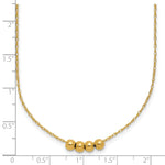 14k Yellow Gold Chain with Four 4mm Spacer Beads 18 inch Necklace, shown with a ruler for scale