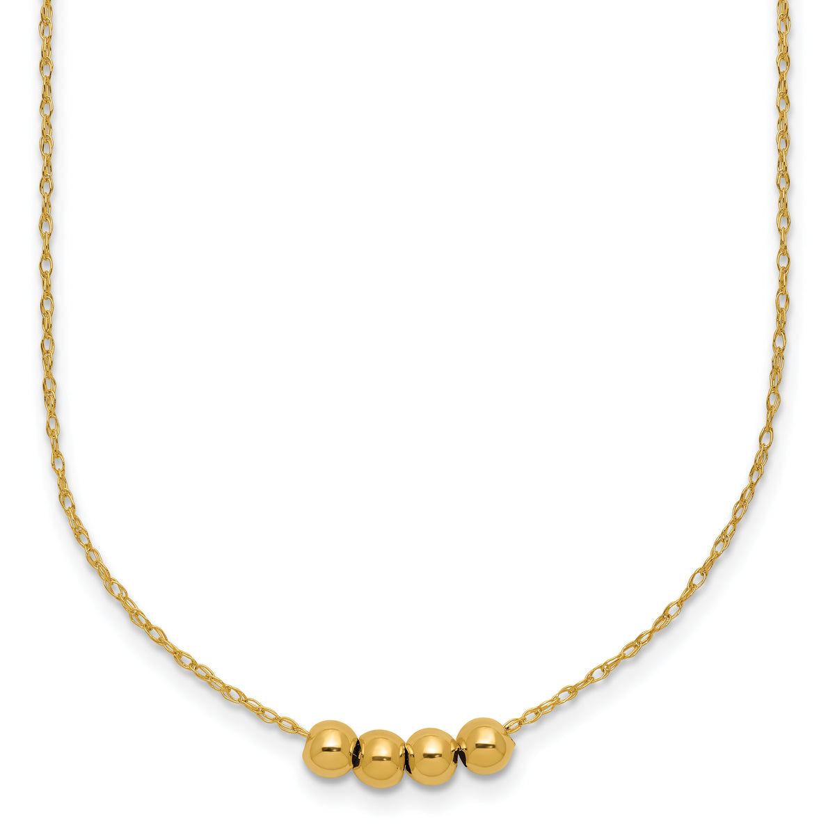 14k Yellow Gold Chain with Four 4mm Spacer Beads 18 inch Necklace
