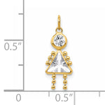 Birthstone Girl Charm - 14k Yellow Gold / April