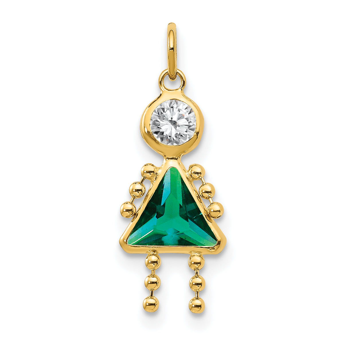 Birthstone Girl Charm - 14k Yellow Gold / May