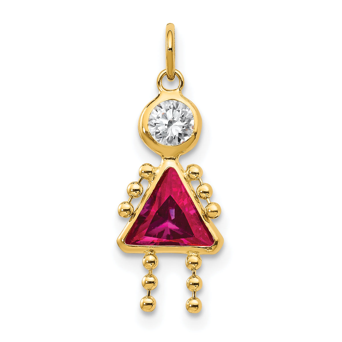 Birthstone Girl Charm - 14k Yellow Gold / July