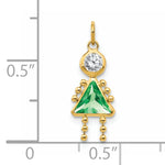 Birthstone Girl Charm - 14k Yellow Gold / August