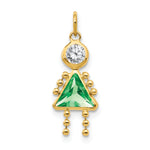 Birthstone Girl Charm - 14k Yellow Gold / August