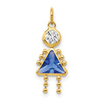 Birthstone Girl Charm - 14k Yellow Gold / September