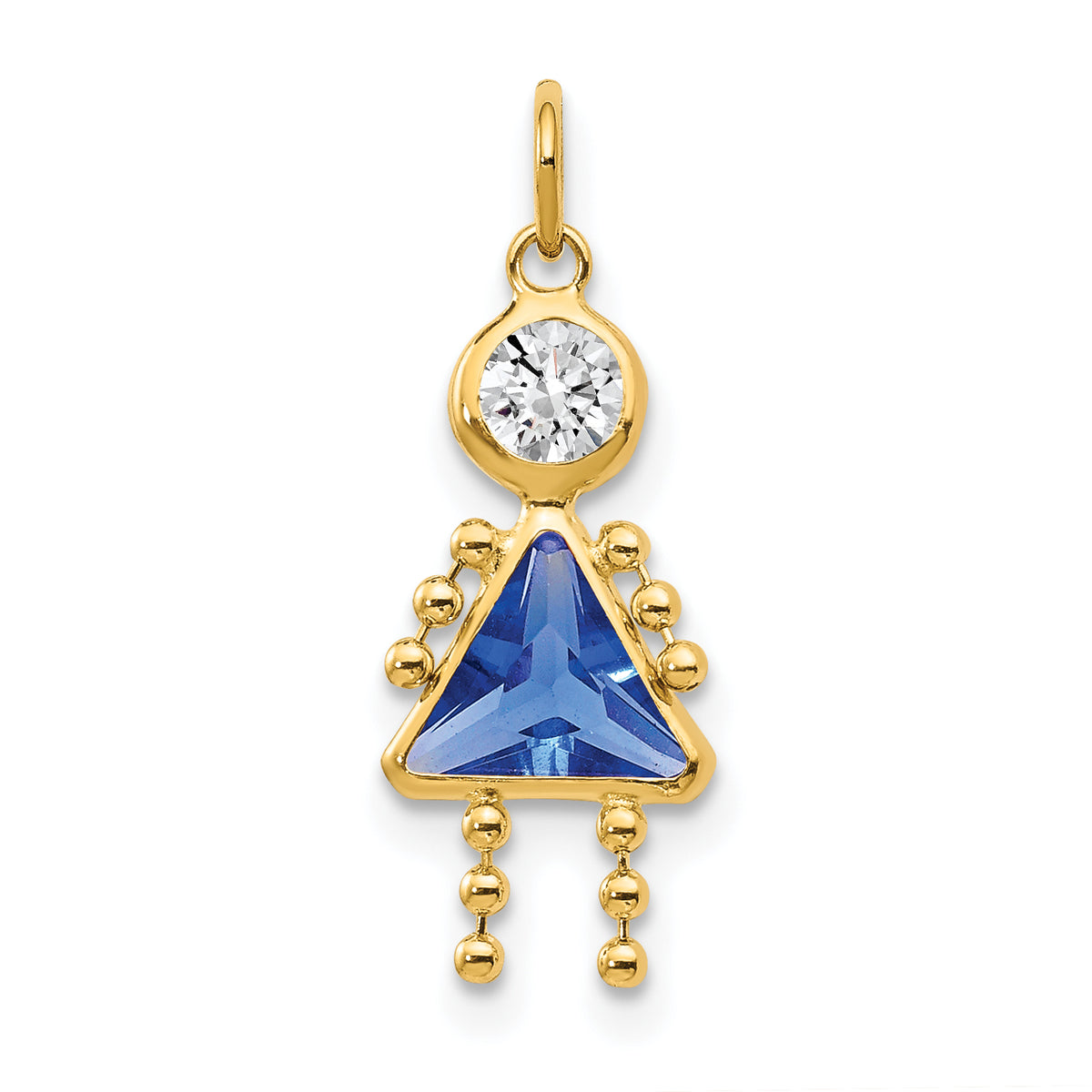 Birthstone Girl Charm - 14k Yellow Gold / September
