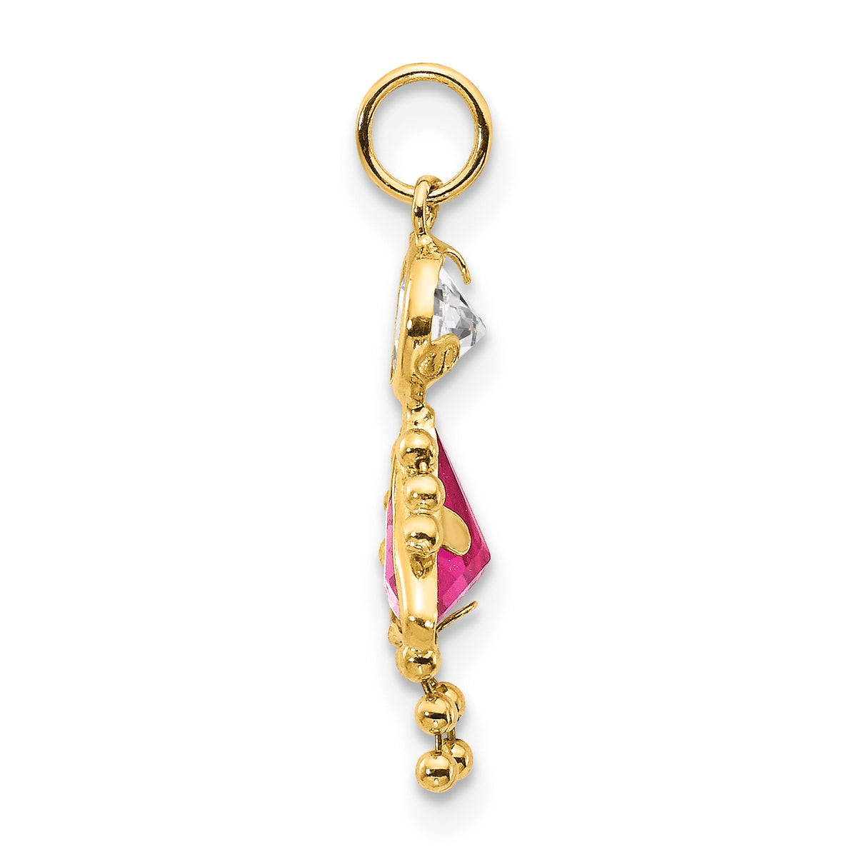 Birthstone Girl Charm - 14k Yellow Gold / October