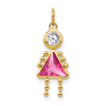 Birthstone Girl Charm - 14k Yellow Gold / October