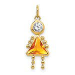 Birthstone Girl Charm - 14k Yellow Gold / November