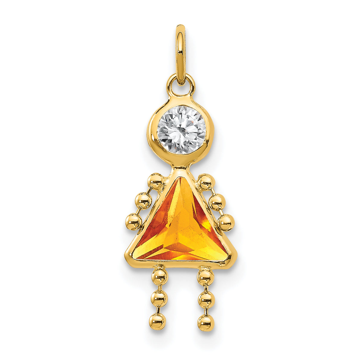 Birthstone Girl Charm - 14k Yellow Gold / November