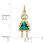 Birthstone Girl Charm - 14k Yellow Gold / December