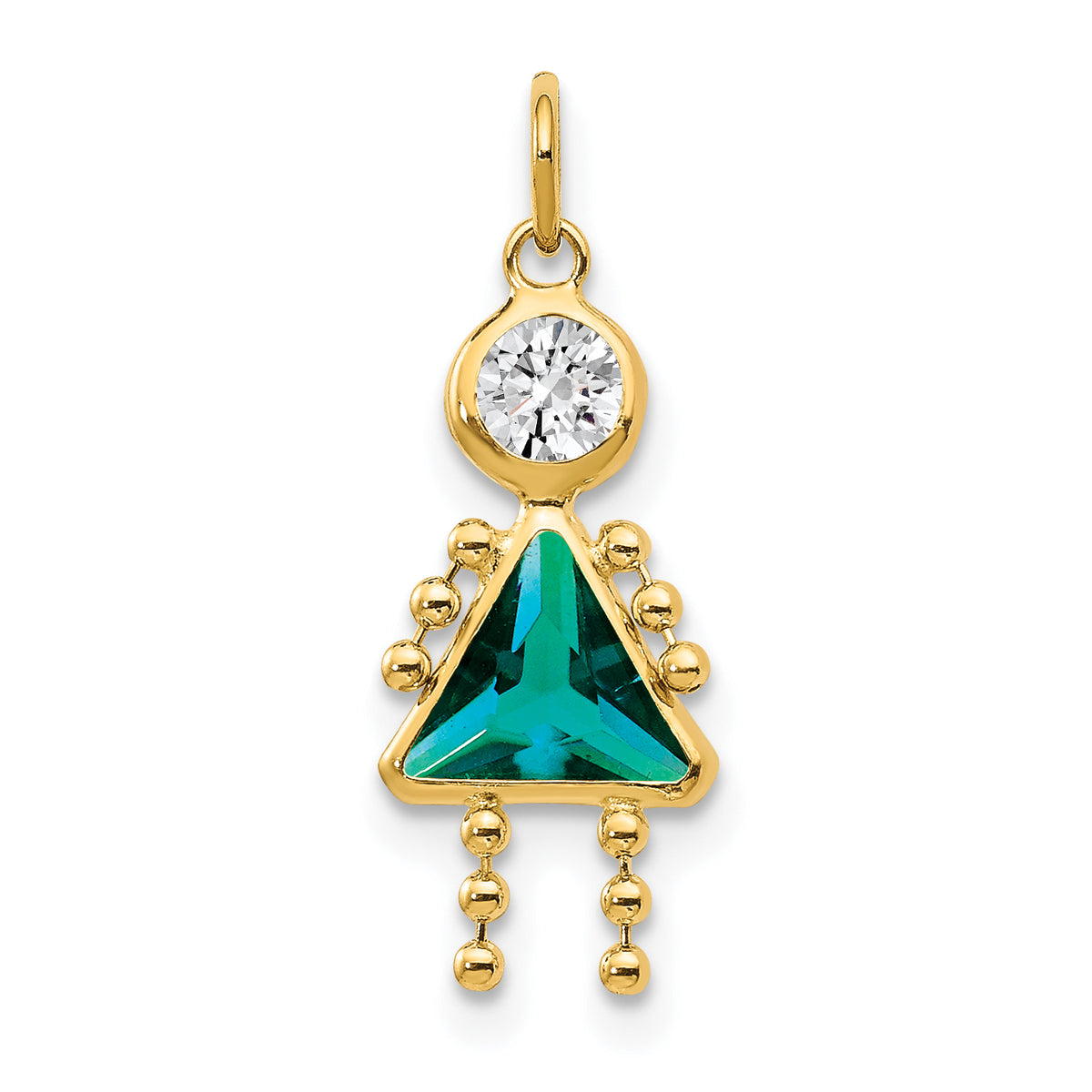 Birthstone Girl Charm - 14k Yellow Gold / December