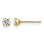 Round CZ Post Earrings - 14k Yellow Gold / Round / 3 mm