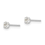 Round CZ Post Earrings - 14k White Gold / Round / 3 mm