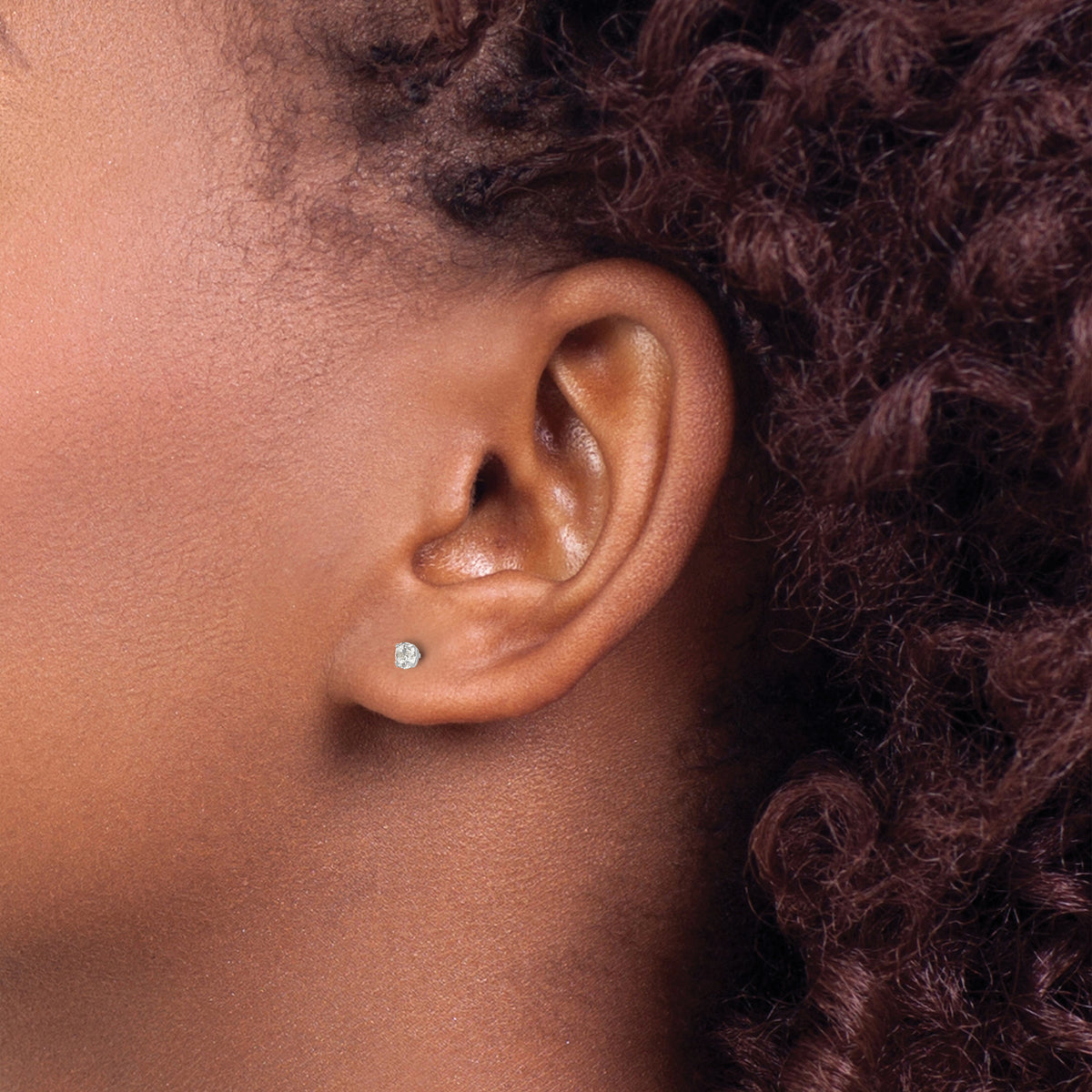 Round CZ Post Earrings - 14k White Gold / Round / 3 mm