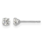 Round CZ Post Earrings - 14k White Gold / Round / 3 mm