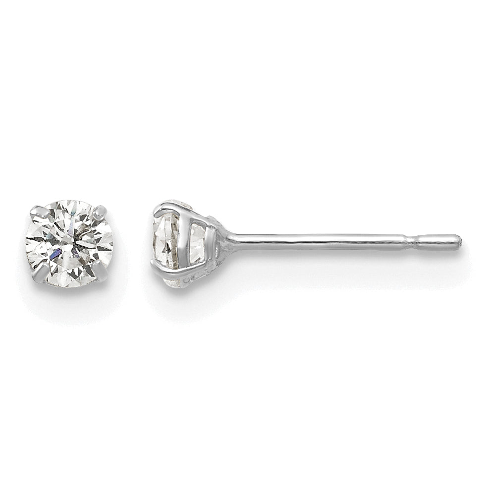 Round CZ Post Earrings - 14k White Gold / Round / 3 mm#14k White Gold_Round_3 mm