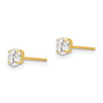 Round CZ Post Earrings - 14k Yellow Gold / Round / 4 mm