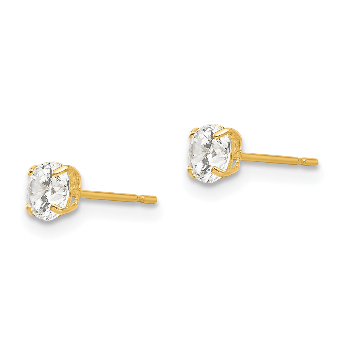 Round CZ Post Earrings - 14k Yellow Gold / Round / 4 mm