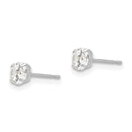 Round CZ Post Earrings - 14k White Gold / Round / 4 mm