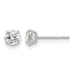 Round CZ Post Earrings - 14k White Gold / Round / 4 mm