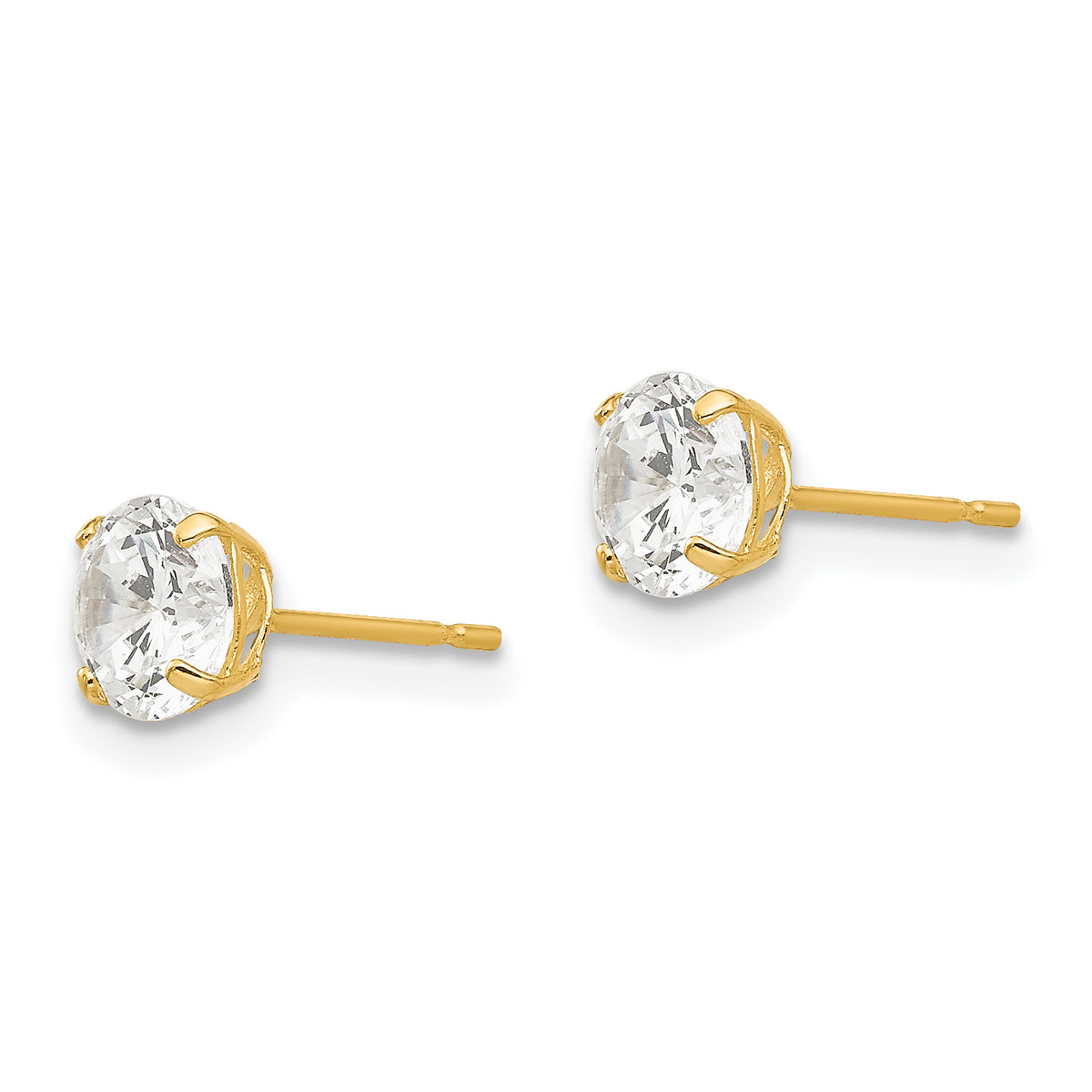 Round CZ Post Earrings - 14k Yellow Gold / Round / 5 mm