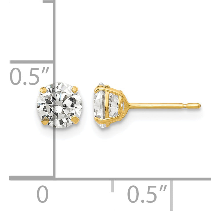 Round CZ Post Earrings - 14k Yellow Gold / Round / 5 mm