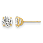 Round CZ Post Earrings - 14k Yellow Gold / Round / 5 mm