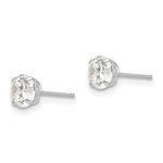 Round CZ Post Earrings - 14k White Gold / Round / 5 mm