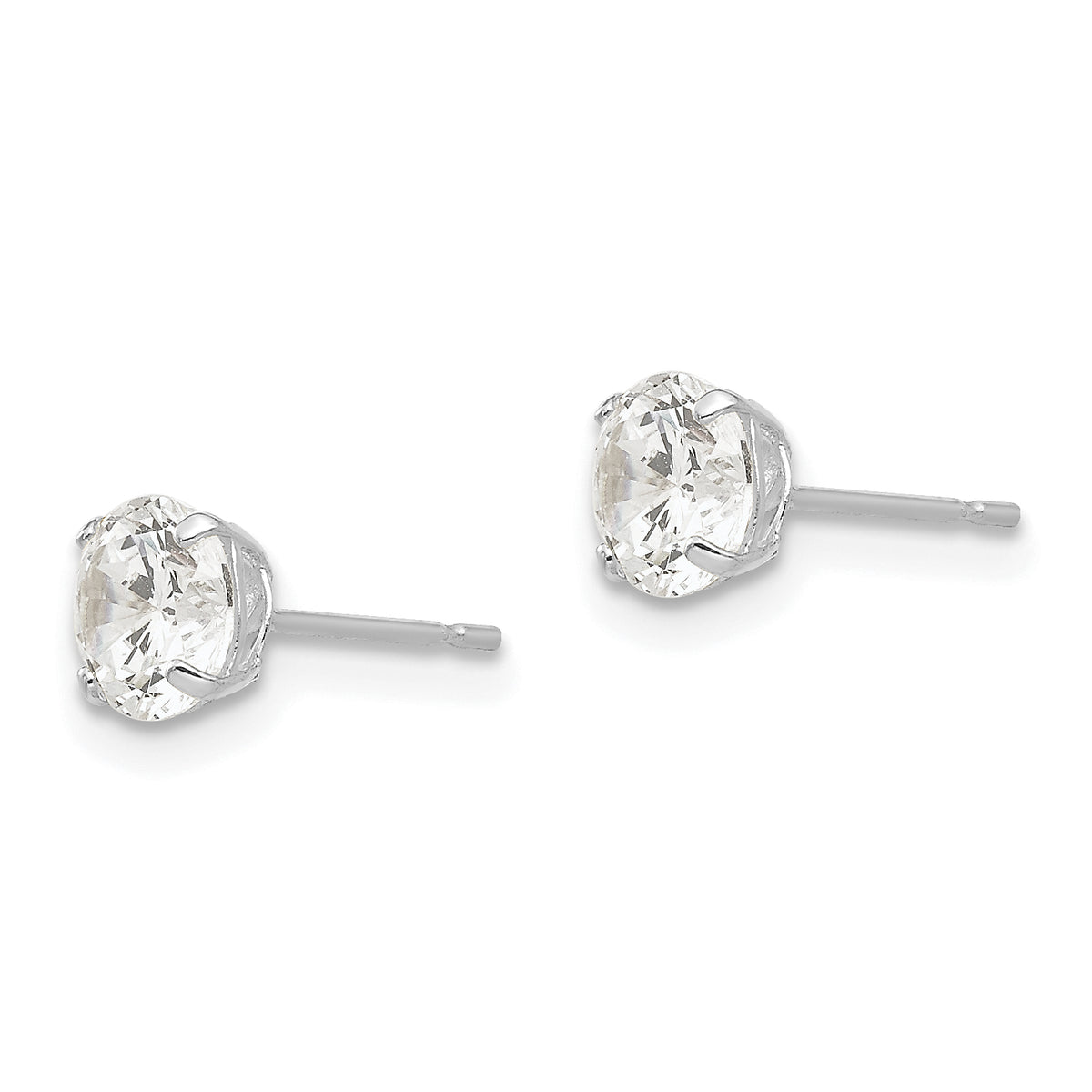 Round CZ Post Earrings - 14k White Gold / Round / 5 mm