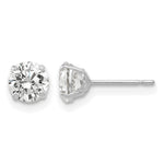 Round CZ Post Earrings - 14k White Gold / Round / 5 mm