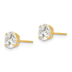 Round CZ Post Earrings - 14k Yellow Gold / Round / 6 mm