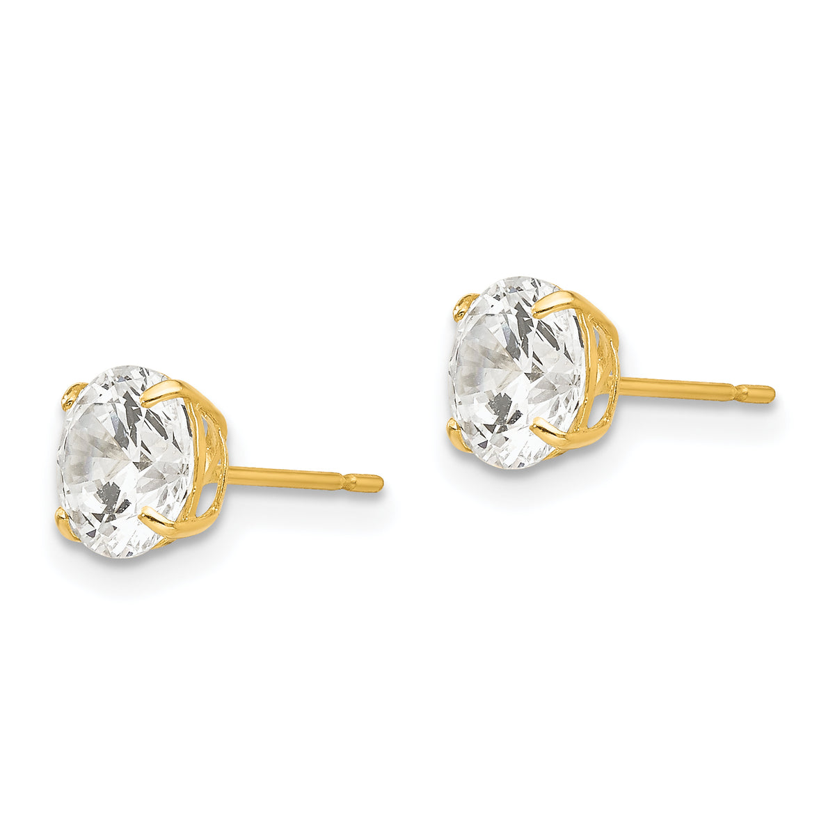 Round CZ Post Earrings - 14k Yellow Gold / Round / 6 mm