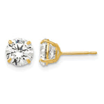 Round CZ Post Earrings - 14k Yellow Gold / Round / 6 mm
