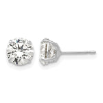 Round CZ Post Earrings - 14k White Gold / Round / 6 mm