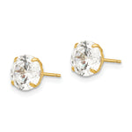 Round CZ Post Earrings - 14k Yellow Gold / Round / 7 mm