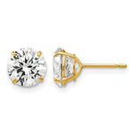 Round CZ Post Earrings - 14k Yellow Gold / Round / 7 mm