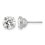 Round CZ Post Earrings - 14k White Gold / Round / 7 mm