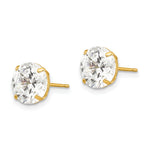 Round CZ Post Earrings - 14k Yellow Gold / Round / 8 mm