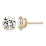 Round CZ Post Earrings - 14k Yellow Gold / Round / 8 mm