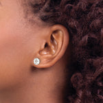 Round CZ Post Earrings - 14k White Gold / Round / 8 mm
