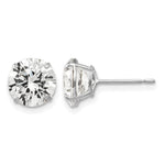 Round CZ Post Earrings - 14k White Gold / Round / 8 mm